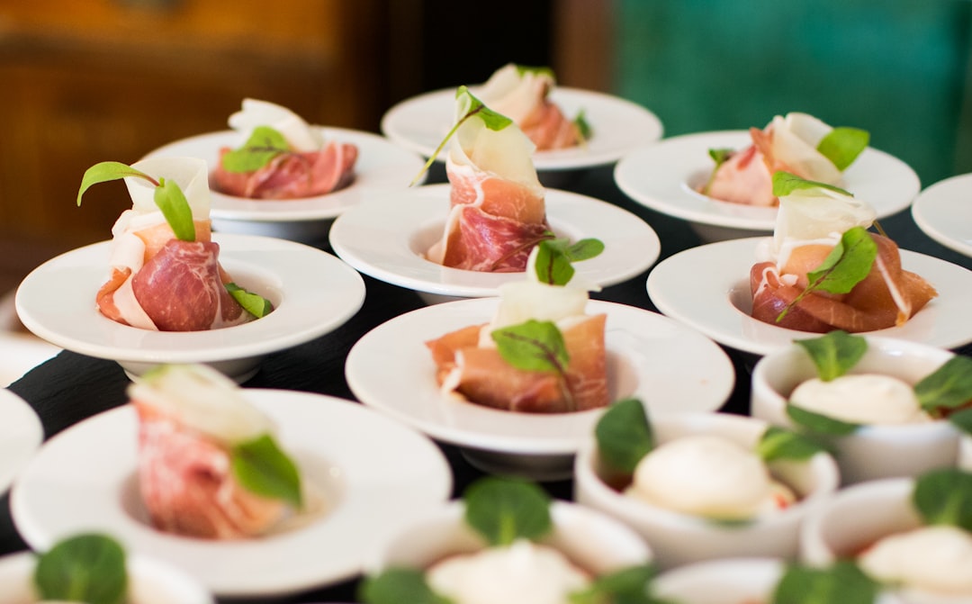 Delicious salmon served as a finger food on buffet